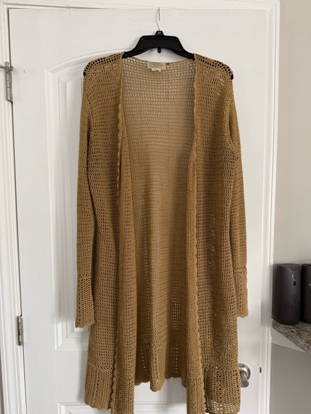 St. John's Bay Open-Knit Long Cardigan - Camel/Tan
